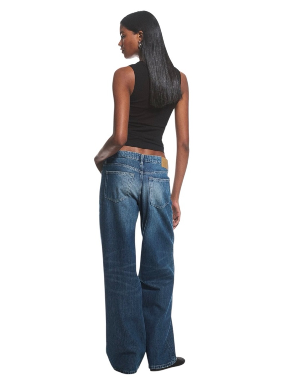 Asos weekday Blue Ample low loose wide leg denim Jeans cotton size 26 x 32 - Picture 3 of 14